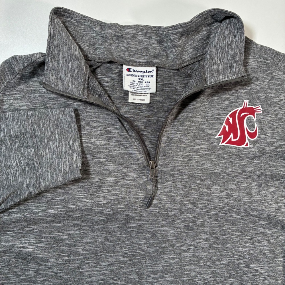 Washington State Champion Pullover 2XL Gray WSU Cougars Quarter Zip Performance